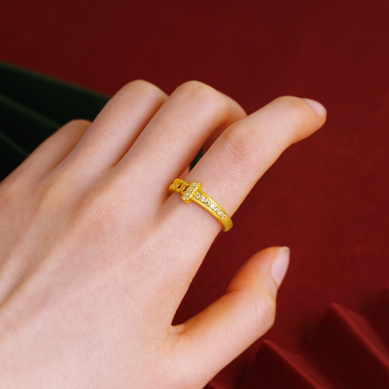 Goldkingdom Perhiasan Fashion 24 K Bangkok Aksesoris Ready Stock Sederhana Berlian Cincin Wanita Cincin Indah Dapat Disesuaikan