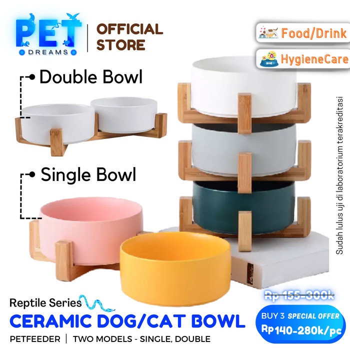 CERAMIC PET FOOD BOWL TEMPAT MAKAN MINUM MANGKOK KUCING ANJING DOG CAT