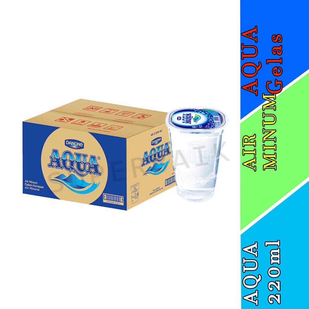 

Aqua Gelas 220ml- Aqua Air Mineral- Dus isi 48pcs