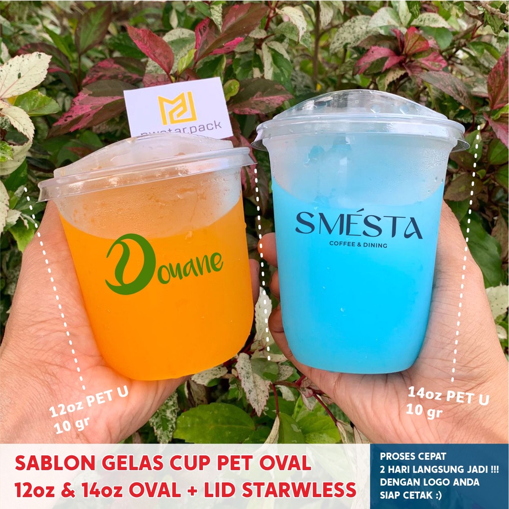 SABLON GELAS CUP PET OVAL 12 & 14 OZ PREMIUM CUP TEBAL