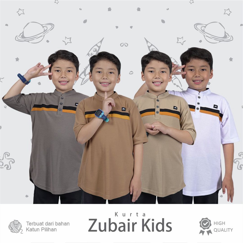 Baju Koko Kurta Anak Laki-Laki Lengan Pendek Khoiruumah |  Baju Muslim Anak Laki Laki | Koko Kurta K