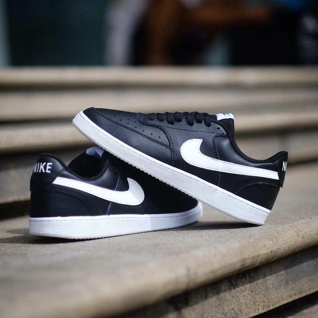 NIKE COURT VISION LOW LEATHER BLACK WHITE