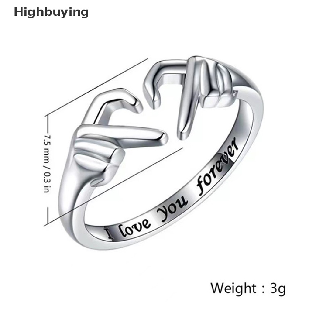 Hbid Desainer Double Hand Heart Couple Rings Untuk Wanita Cinta Peluk Tangan Cincin Kawin Valene Day Gift Adjustable Jewelry Glory