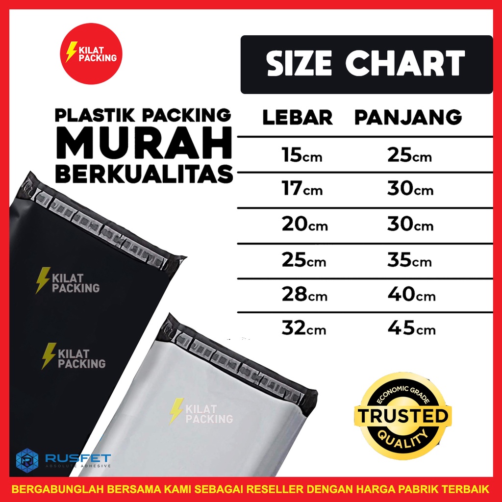 

Polymailer Low Cost Amplop Pack Plastik Packaging Olshop Ekonomis Hitam Putih