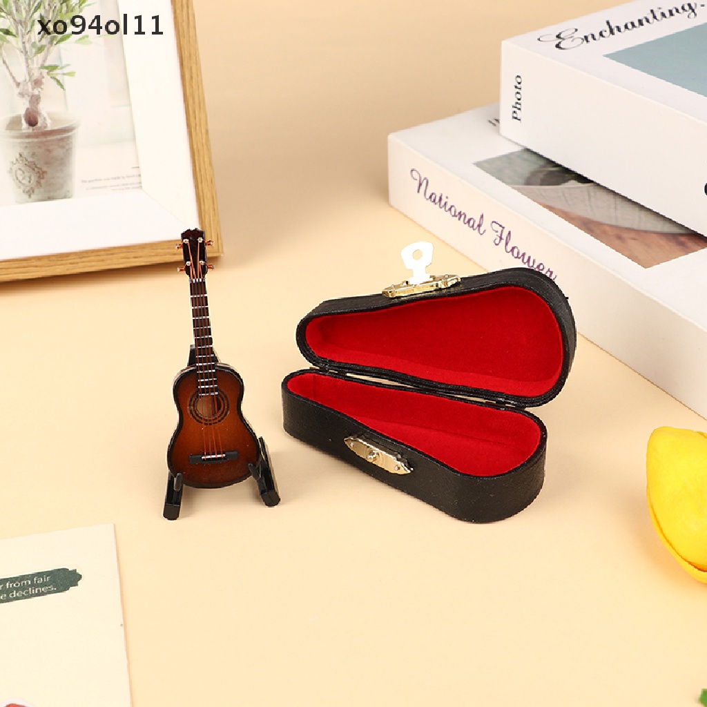 Replika Model Gitar Mini XO Miniatur Model Gitar Dengan Stand Dan Case Mini OL