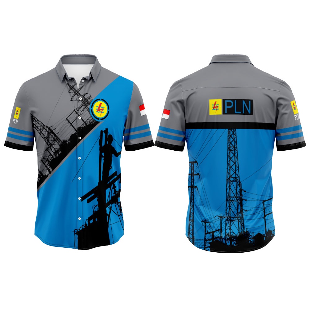 Kaos Baju Kemeja PLN Lengan Panjang Pendek  Fullprinting Sublime Custom