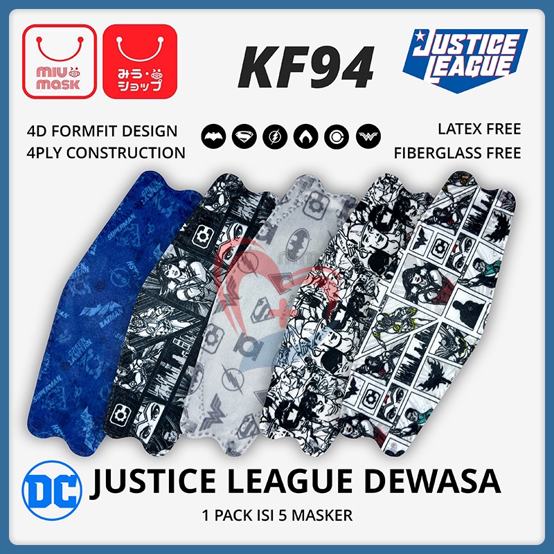 Masker MIU MASK Justice League KF94 Mask Dewasa(4Ply)
