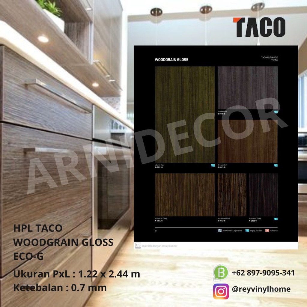 hpl taco tiero woodgrain gloss