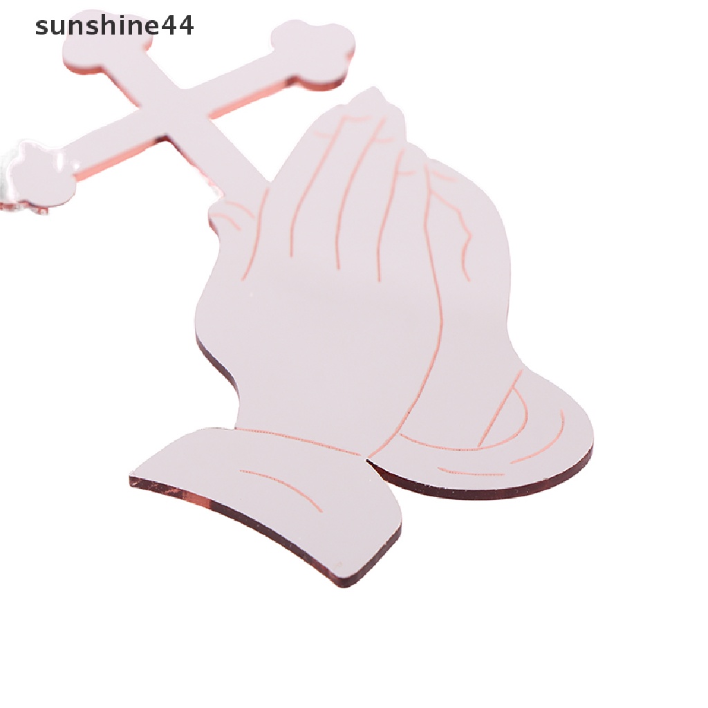 Sunshine 1Pc Mirror Acrylic Cross Cupcake Topper Hiasan Kue Pesta Baptis ID