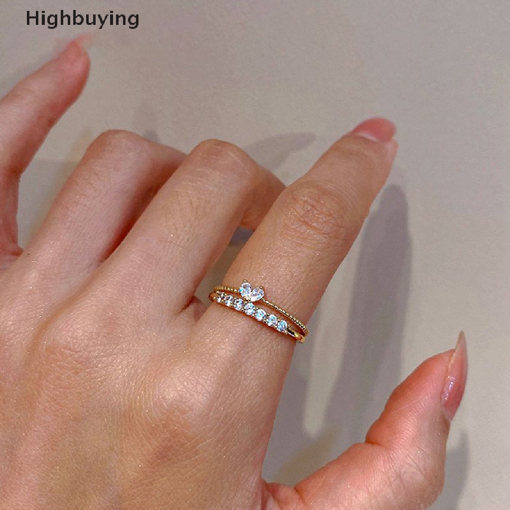 Hbid Fashion Baru Hati Berlian Imitasi Cincin Adjustable Lucu Rings Untuk Wanita Pernikahan Pertunangan Perempuan Perhiasan Cincin Hadiah Glory