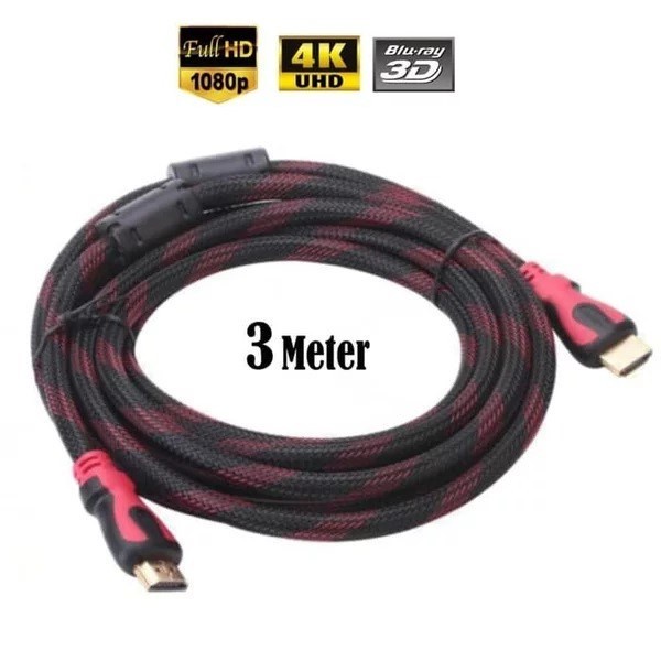 Kabel HDMI to HDMI 3M Versi 1.4 HDMI JARING 3 Meter kABEL MULTIMEDIA