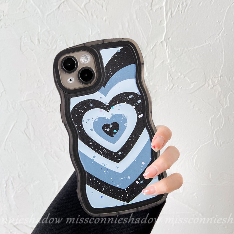 Gradasi Love Heart Case OPPO A15 A17 A12 A16s A16 A3s A95 A52 A57 A96 A7 A53 A55 A17K A77s A5s A74 A54 A1k A76 A77 A5 A9 A16K Reno 86 7Z 8Z Bling Bintang Wavy Edge Soft Tpu Sarung