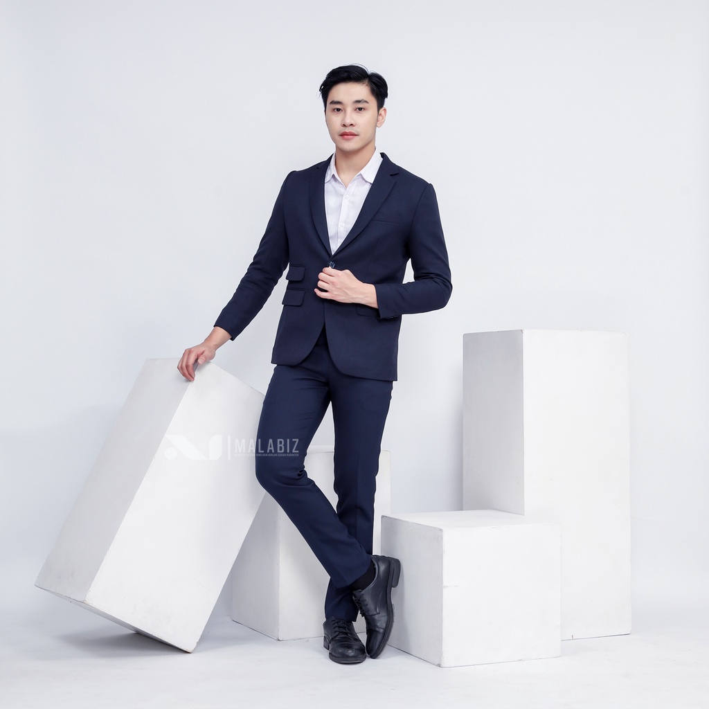 BISA TUKAR UKURAN - Setelan Jas Slim Fit (GRATIS BOX, COVER JAS DAN HANGER) Bisa Tukar Ukuran / Blazer Malabiz Blazer Warna Hitam Blezer Malabiz Warna Abu Tua Biru Dongker Formal Semi Formal