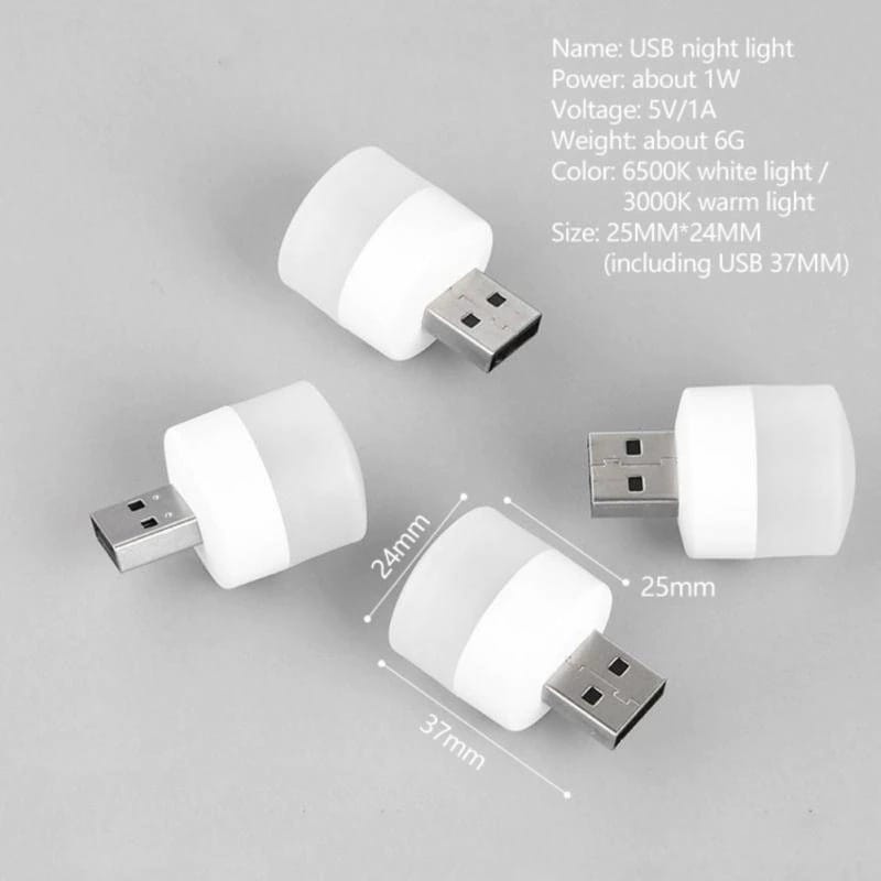 Lampu USB LED Mini Portable Lid Ukuran Kecil Bulat Bohlam Terang Untuk Lampu Darurat/Tidur/Belajar