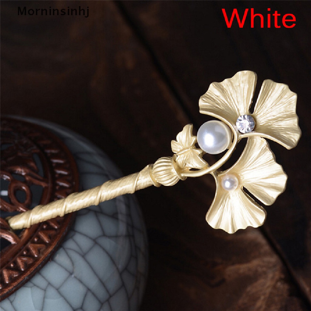 Mornin Fashion Golden Wedding Bridal Mutiara Bunga Daun Rambut Stik Kristal Hair Pin id