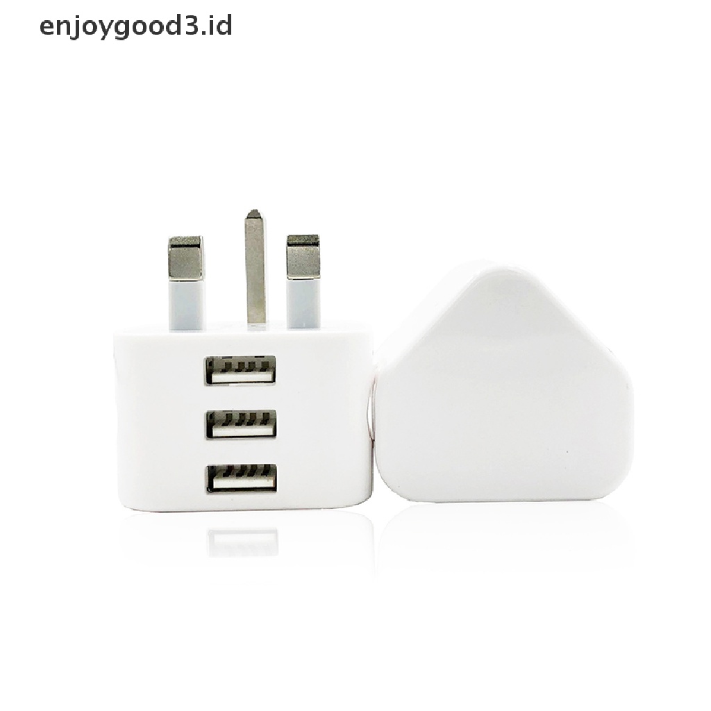 【 Rready Stock 】 Universal UK Wall Plug Power 3 Pin Adapter Charger With 1 / 2 / 3 USB Ports Charging For Mobile Phone Tablets Portable Mini Wall Charger （ ID ）