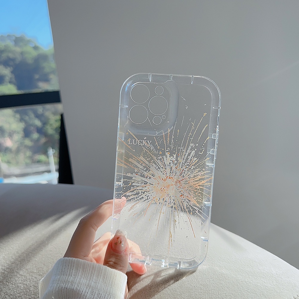 IPHONE Desain Sederhana Firework Transparan Cover Pelindung Penuh Casing Ponsel Untuk Iphone11 12 13 14 PLUS PRO MAX Soft TPU Shell