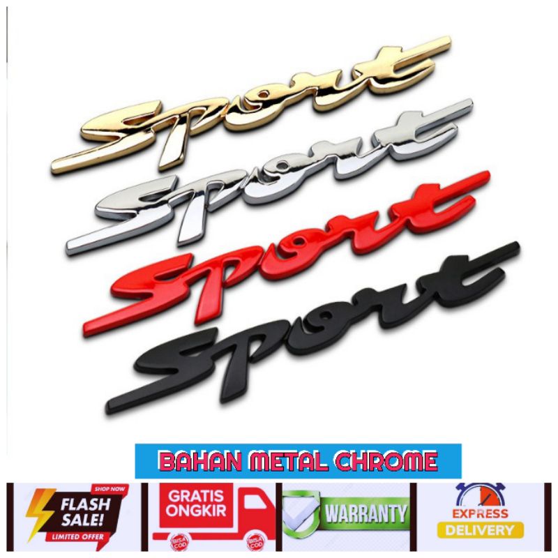 Emblem Sport Stiker Mobil Logo Sports Bahan Metal Chrome