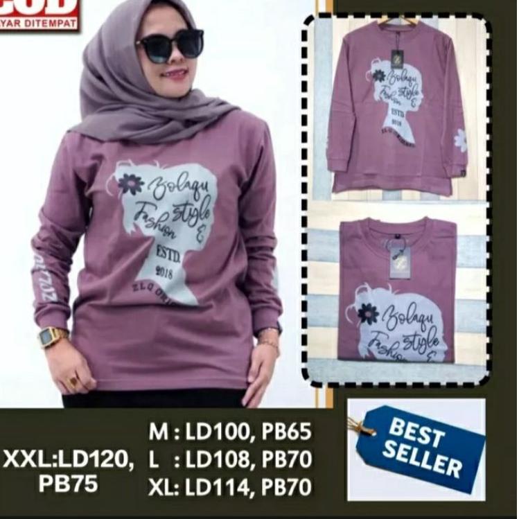 Paling Dicari Kaos Zolaqu Fashion Atasan Wanita Zolaqu Ori Asli Kaos Lengan Panjang Jumbo Casual u