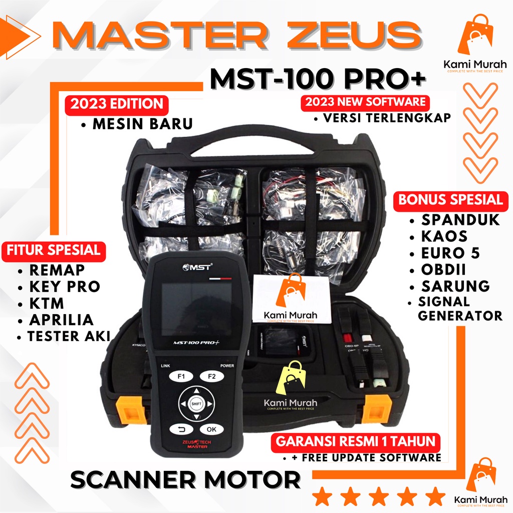 Scanner Motor Injeksi Universal MASTER ZEUS MST 100 PRO PLUS Sudah Lengkap Dengan Fitur Remap+Key Pr