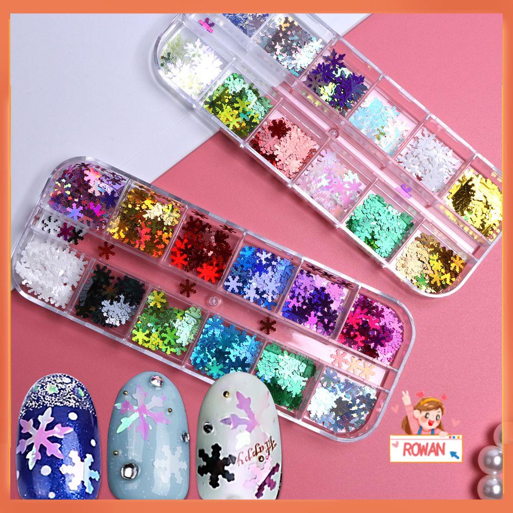 R-flower Snowflake Nail Sequin DIY Glitter Natal Musim Dingin Stiker