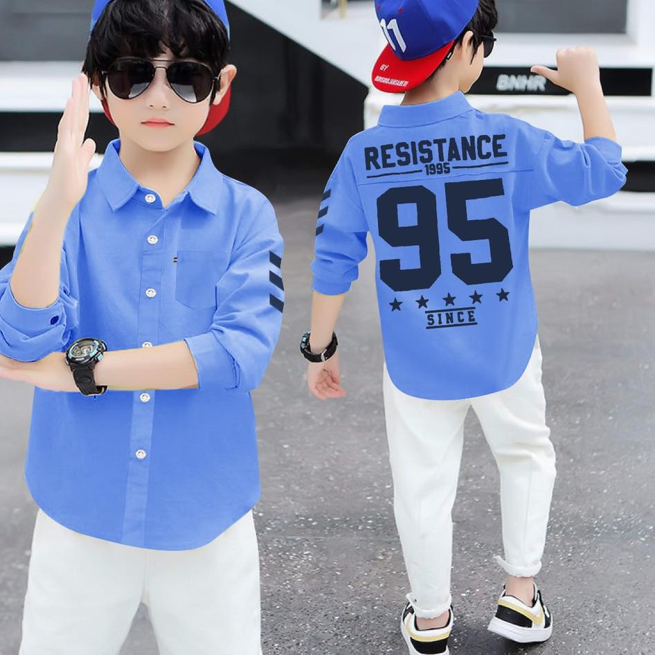 ♗ /hem kids R95 kemeja anak laki laki/baju distro anak cowok keren 2022 bahan katun stretch(bisa mel