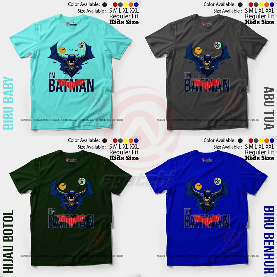 Baju Kaos Atasan Anak Laki - Laki Agatchi Motif Batman V2