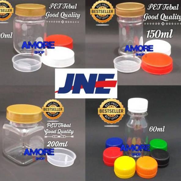 

۝ JNE - Botol Plastik Zamzam / Toples Plastik Sambal, Bumbu, Coklat, Kue 60ml 150ml 200ml ❊