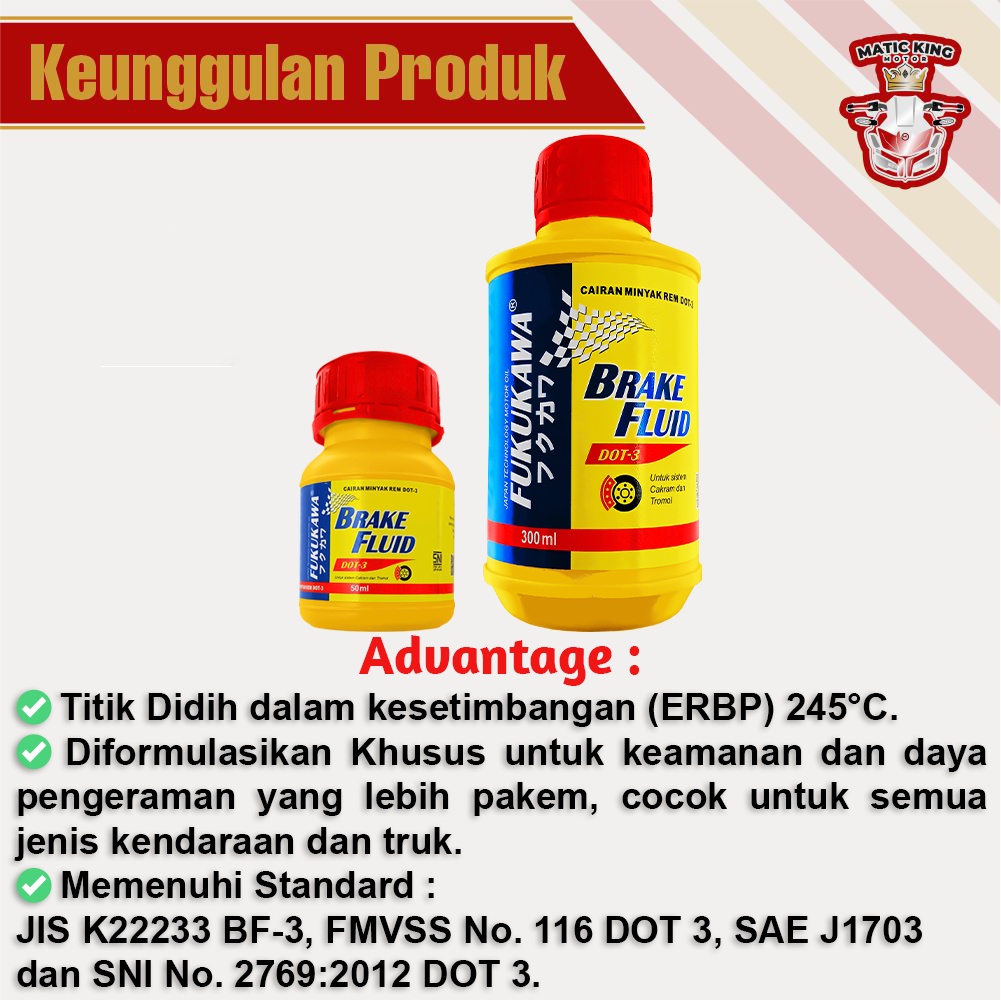 Minyak Rem Brake Fluid Dot 3 50ml Fukukawa Warna Merah