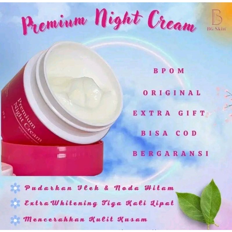 Bg skin night premium/nightcream bg skin/cream malam bg skin/bg skincare/bg skin night cream