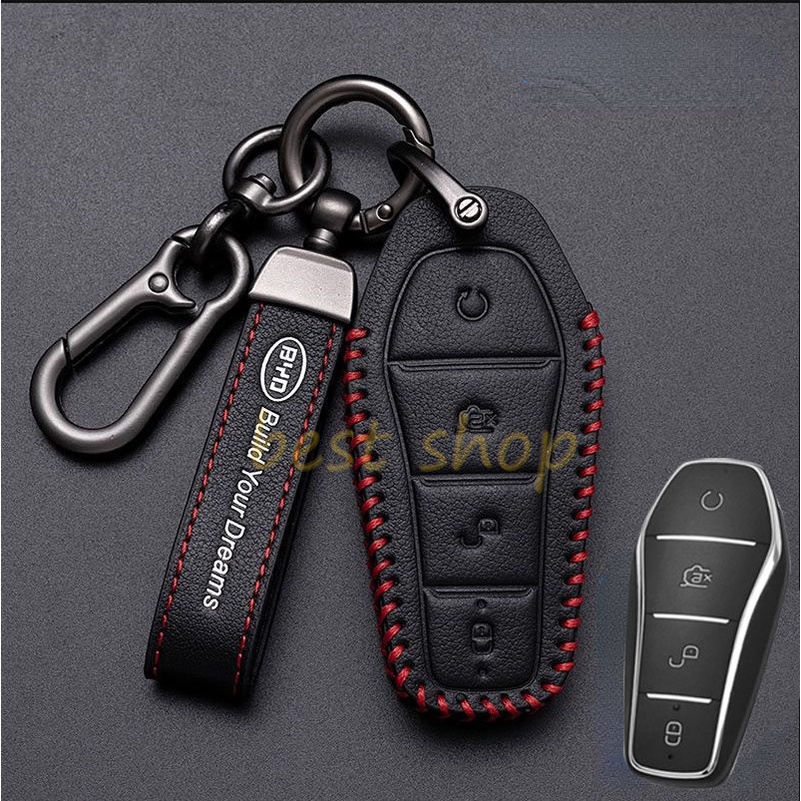 Byd Atto3 2022 Kulit Sarung Kunci Mobil Remote Key Case Shell Holder Key Fob Keychain Untuk BYD ATTO 32022