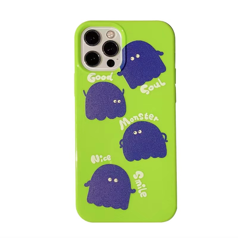 IPHONE Ins Pola Hantu Cocok Untuk Iphone14 14pro 14plus 13 13mini 13pro 13prm iPhone12 7Plus 8Plus Xr XS 13 12mini Pro Max TPU Empat Sudut Casing Ponsel Tahan Guncangan