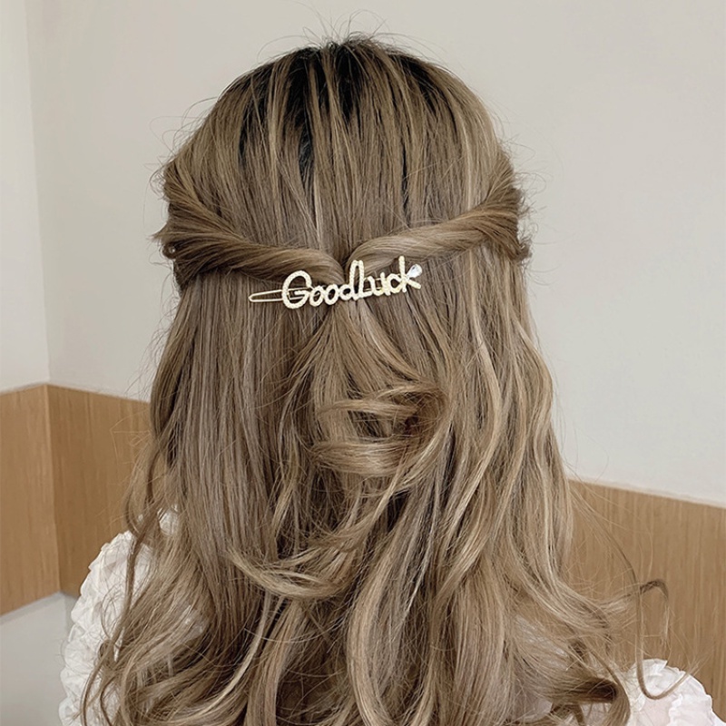 Korea Selatan Netcom Yang Sama Berlian Jepit Rambut Huruf Inggris Jepit Rambut hairpin Kerawang Klip fringe Klip Hiasan Kepala fashion