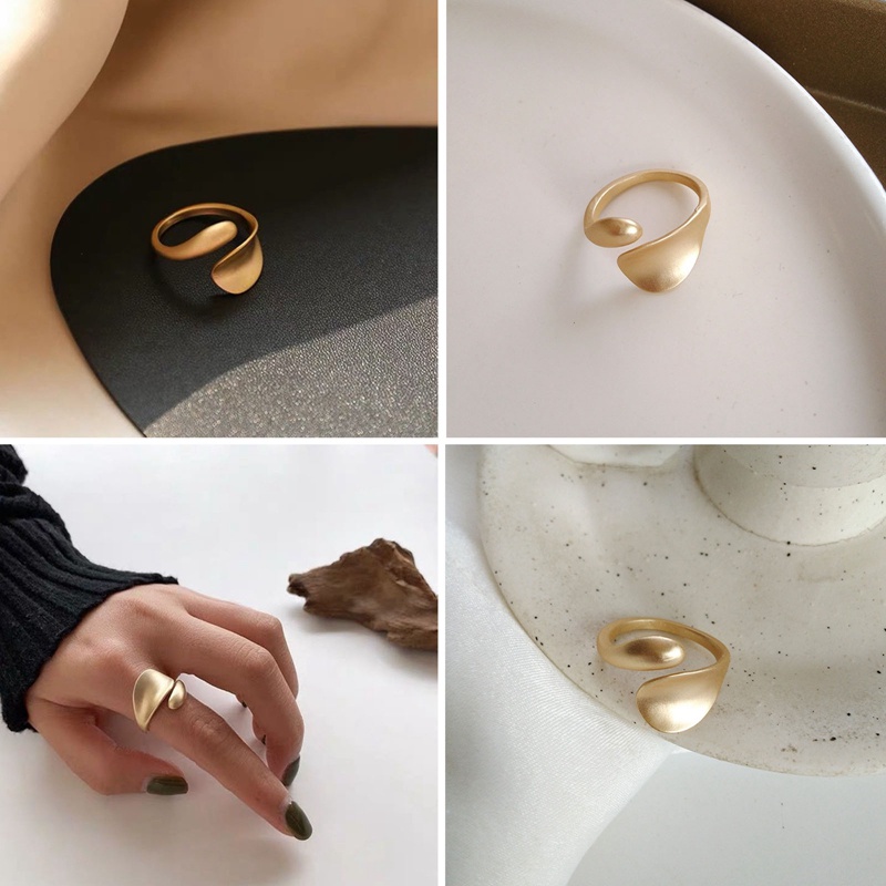Cincin Terbuka Sederhana Untuk Wanita Warna Emas Fashion Korea Gadis Jalanan Pernikahan Rings Adjustable Knuckle Finger Jewelry Perhiasan