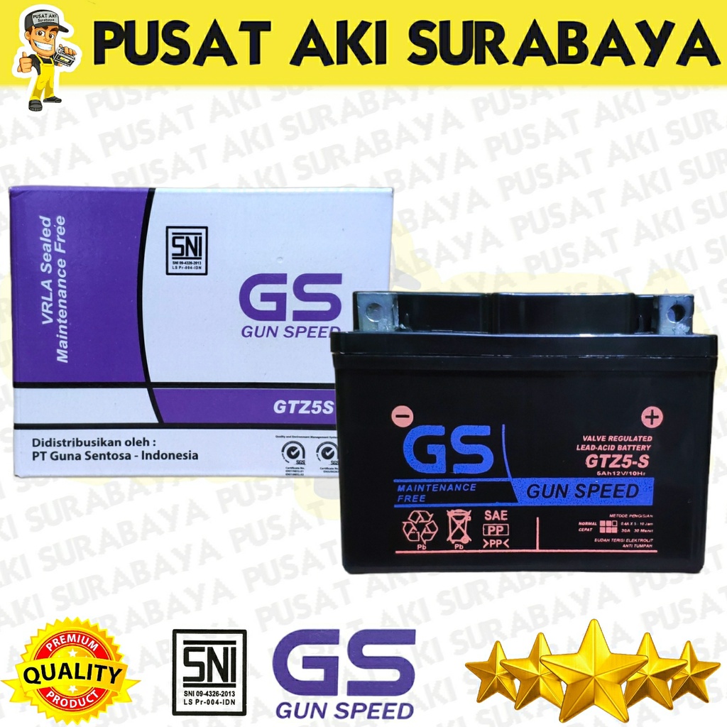 AKI KERING GS GTZ5S GOLD SHINE 3.5Ah ACCU MOTOR YAMAHA XEON BYSON VIXION NVL MX KING JUPITER MX MIO SOUL MTZ5S YTZ5S YTZ4V DTZ5S