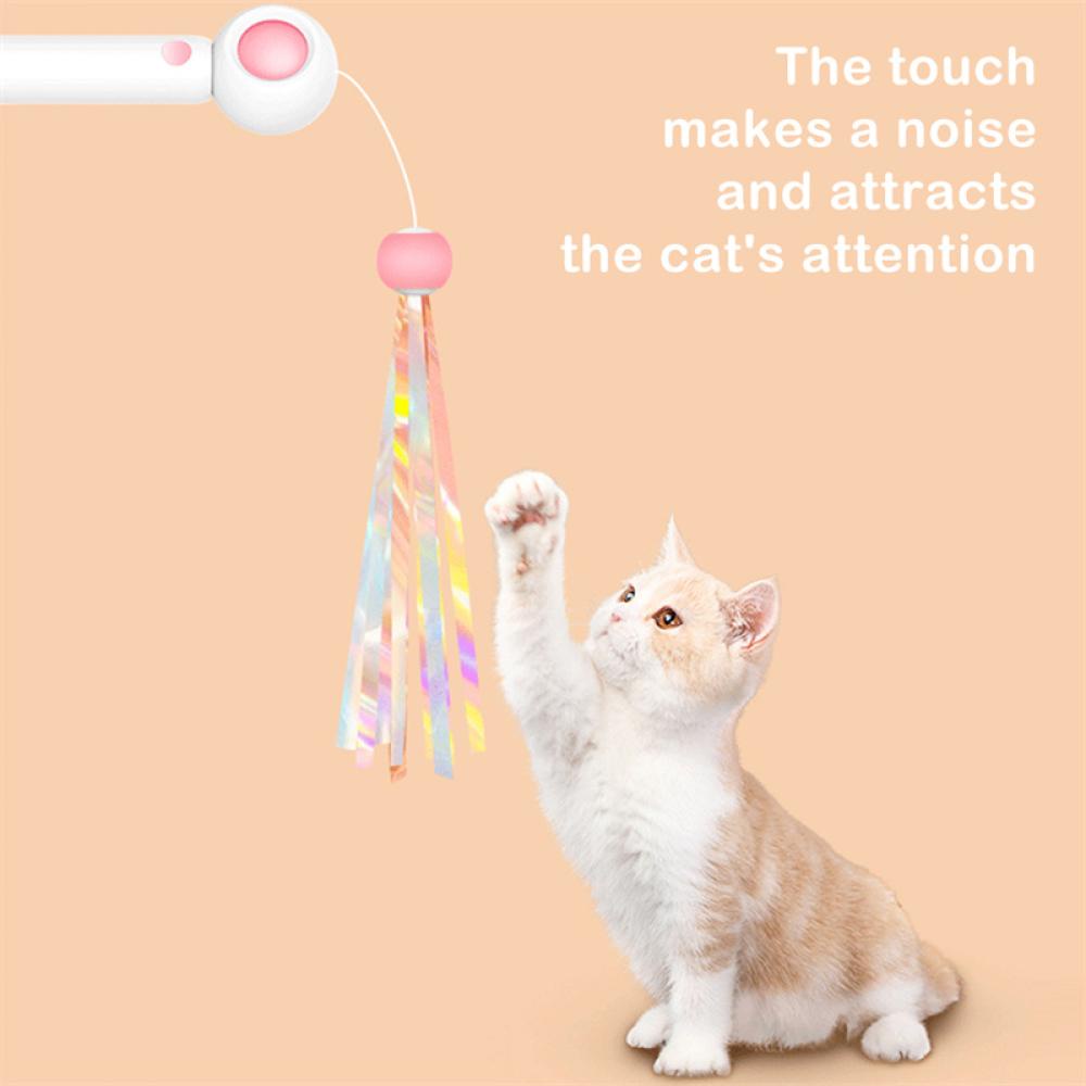 Timekey Mainan Kucing Interaktif Penggoda Bulu Kucing-Penggoda Tongkat Pet Retractable Refill Replacement Catcher Product Untuk Anak Kucing M6X1