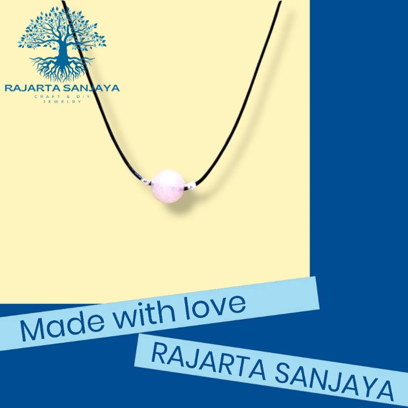 KL-03 Kalung Batu Handmade Rajarta Batu Rose Quartz Stone Of Universal Love