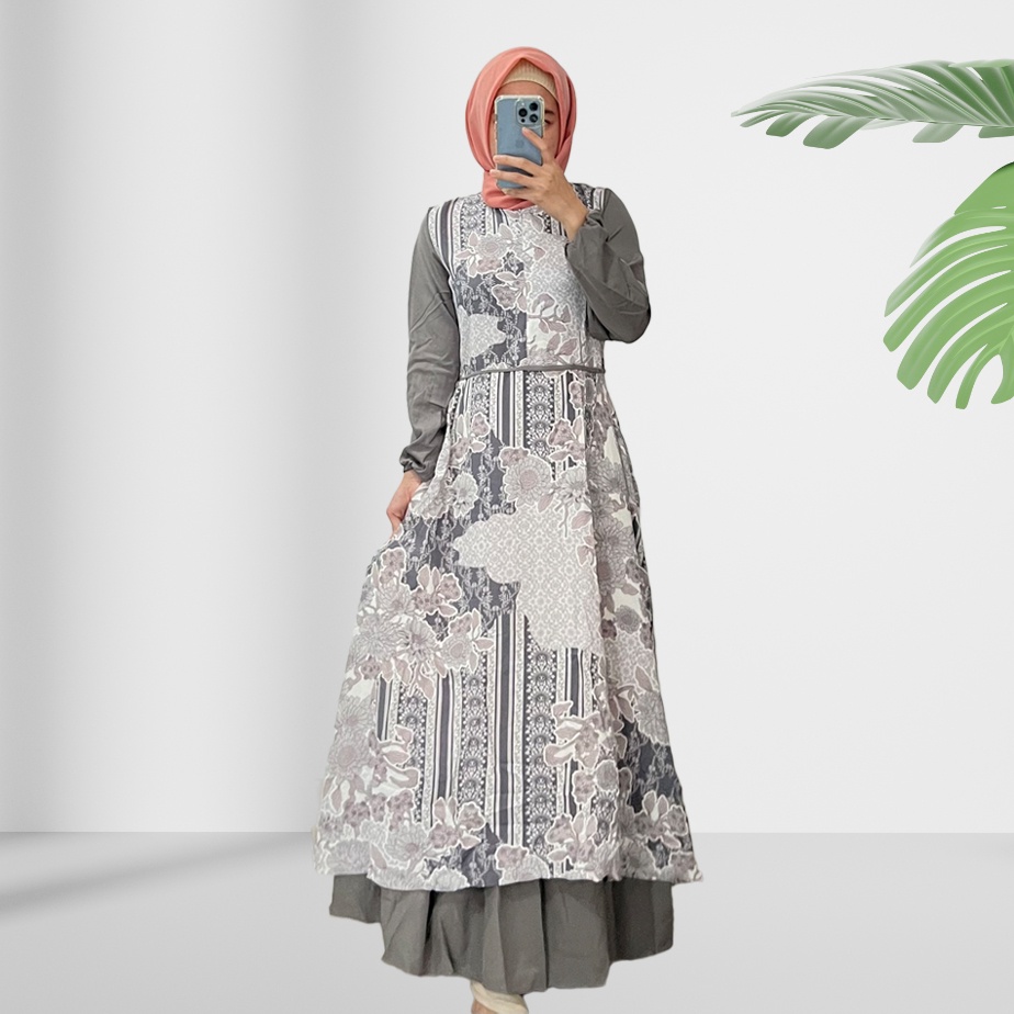 Gamis Naura - Gamis Pesta Raya Syari wanita Casual Lebaran Maxmara Lux MCL2 Tali Pinggang Samping