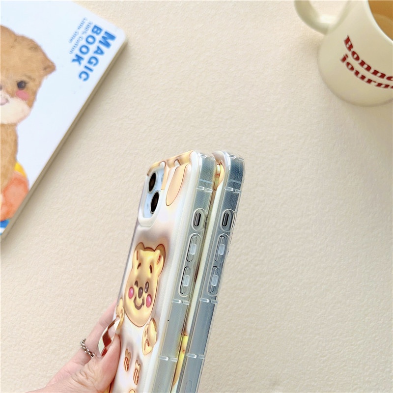 IPHONE Airbag Casing Hp Winnie Bear Anti Jatuh Iphone11 12 13 14 Pro Max X Xs Xr 7 8 Plus Sarung Case Shockproof