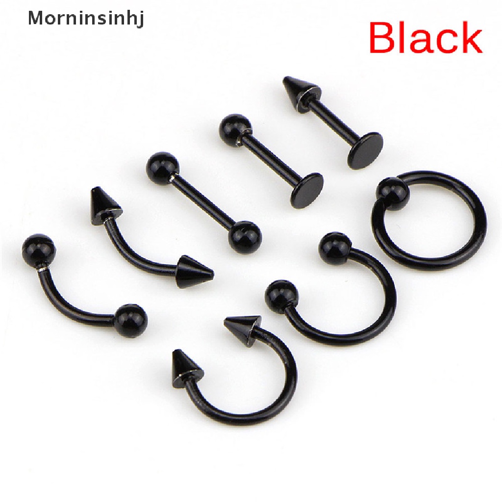 Mornin Campur 8PCS 16G Stainless Steel Helix Perhiasan Telinga Alis Hidung Bibir Rings id