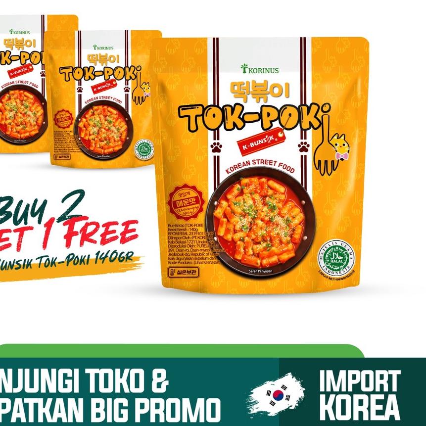 

✵ BUY 2 GET 1 FREE Korinus K - Bunsik Tokpoki / Tteokbokki / Toppoki / Tok-Poki Pedas instan Halal MUI ☇