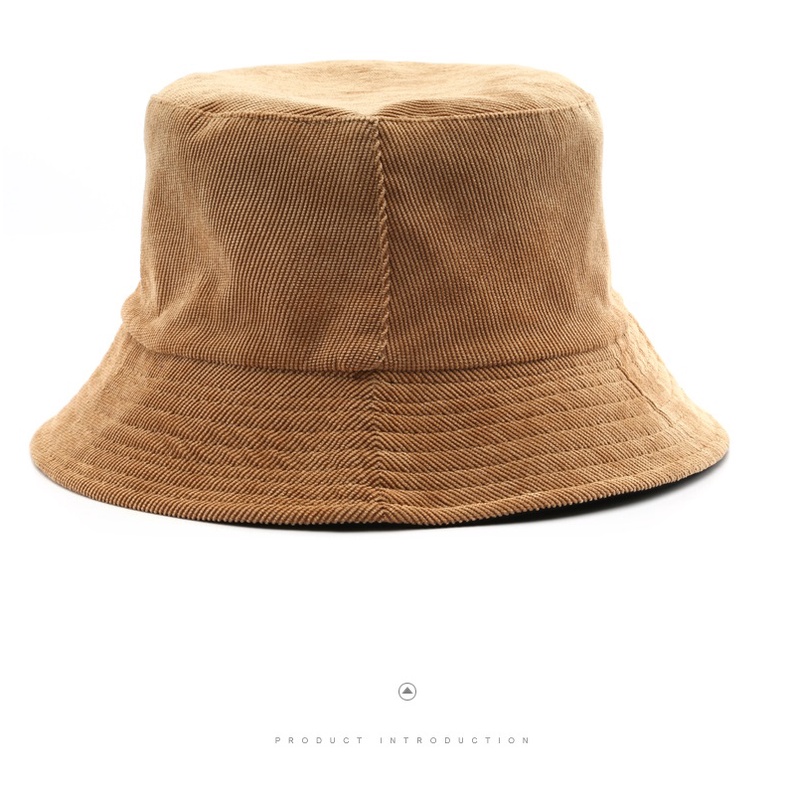 HATSAVENUE-273 Bucket Hat Unisex Bolak-Balik 2 Warna Bahan Corduroy Lembut Model Warna Vintage