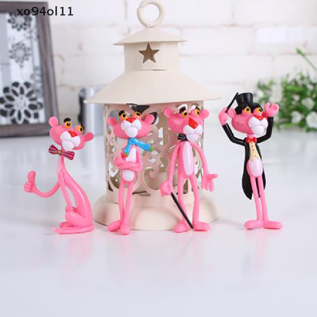 Xo 4pcs/lot Action &amp; Toy Figure Pink Panther Boneka Lucu Micro Landscape Dekorasi OL