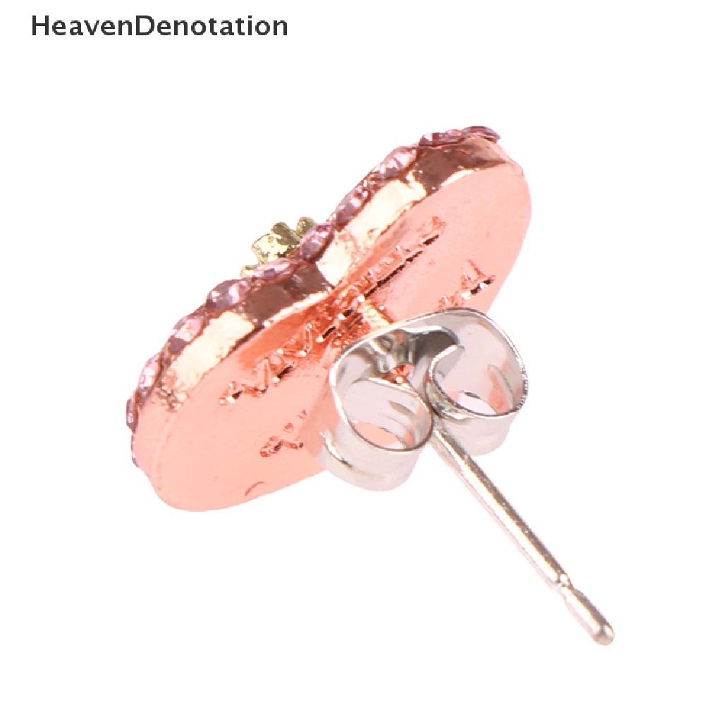 [HeavenDenotation] 1pasang Empress Anting Kristal Saturnus Warna Pink Perak Tindik Stud Earrings HDV