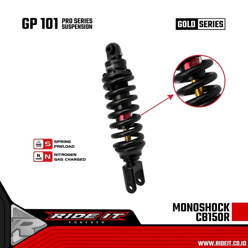 MonoShock Ride It GP 101 Premium Mono Shock Original Ride It 101, Cbr 150 R 150R | Cb 150 R | Cb150R 150R | Facelift New | Cb Old | Cb New | Cbr K43 K45 K46 Lokal