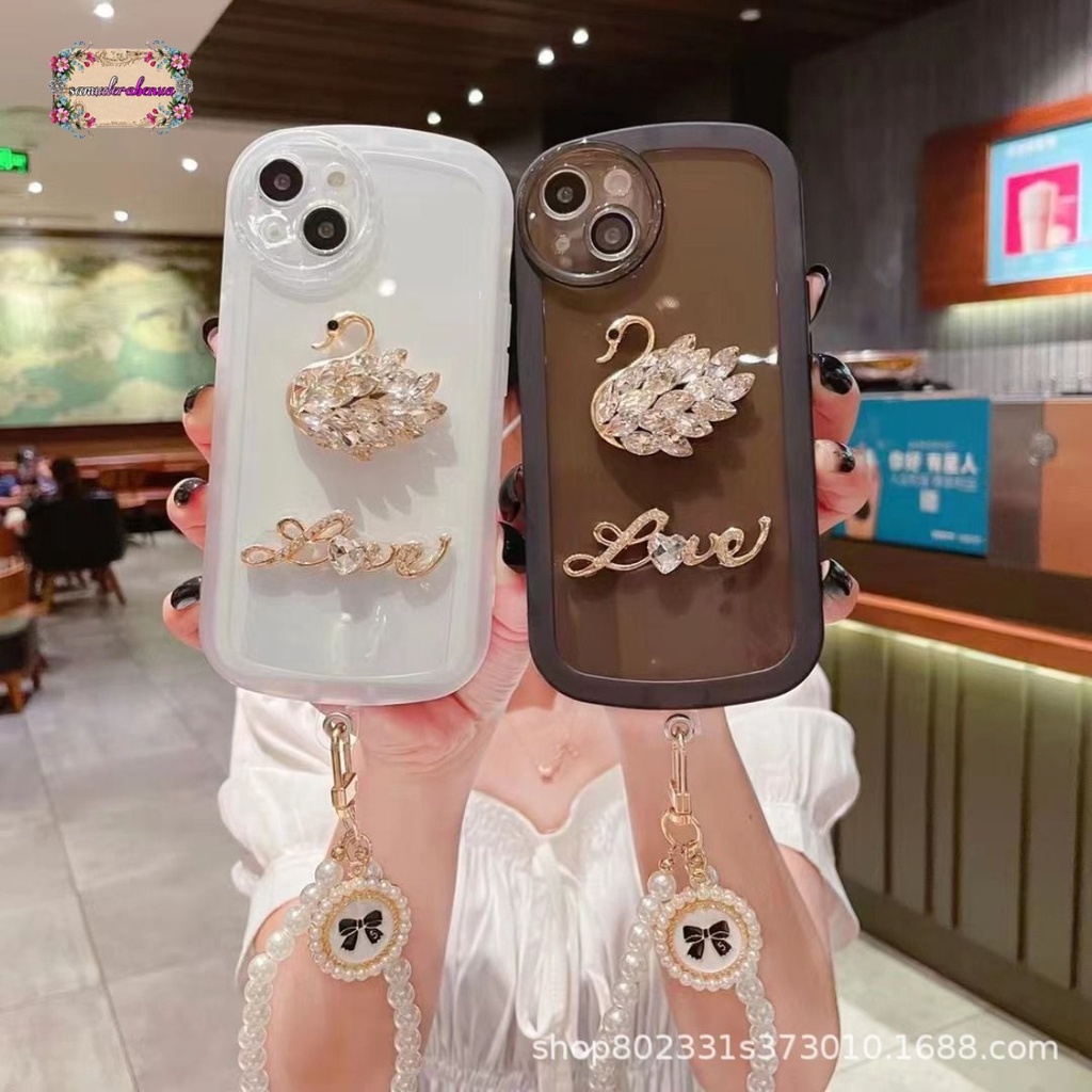 GC14 SOFTCASE OVAL DIAMOND SWAN LANYARD FOR OPPO A3S A1K A5S A7 A12 A11K A15 A15S A35 A16 A16S A17 A17K A5 A9 2020 A36 A76 A37 NEO 9 A39 A57 A52 A92 A53 A33 A54 A57 2022 A77S SB4785