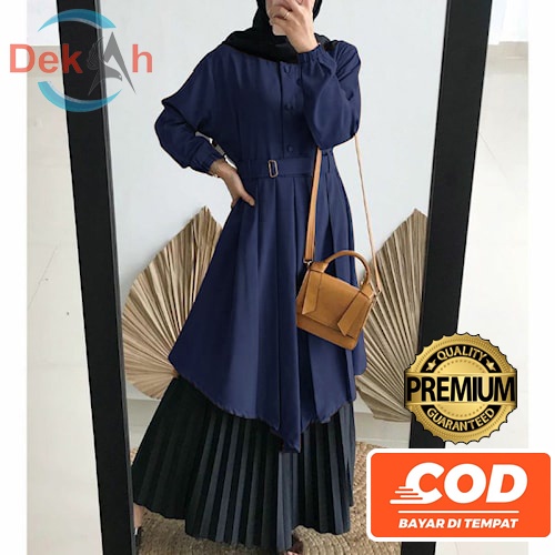 TUNIK WANITA EXCLUSIVE KEKINIAN TUNIK MOSCREPE PREMIUM TERBARU TUNIK NAVY