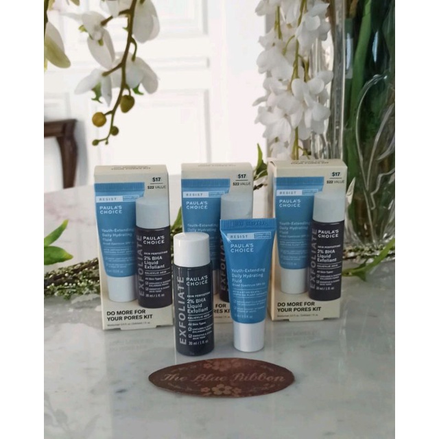 THEBLUERIBBON 30ML PAULA'S CHOICE SKIN PERFECTING 2% BHA LIQUID EXFOLIANT , YOUTH EXTENDING DAILY HYDRATING FLUID SPF 50