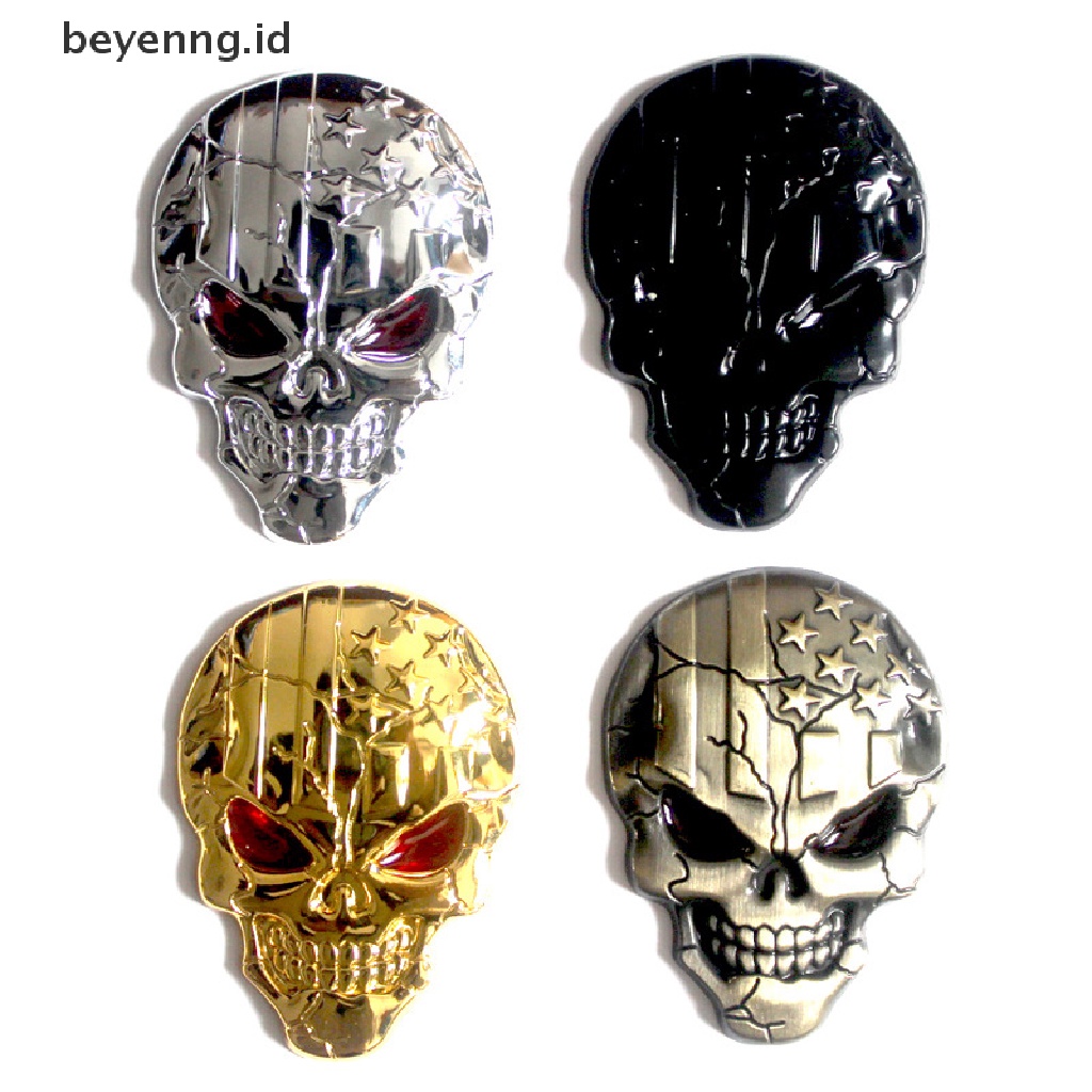 Beyen 3D Stiker Mobil Metal Mobil Side Fender Rear Trunk Skull Emblem Badge Decal Untuk Mobil ID