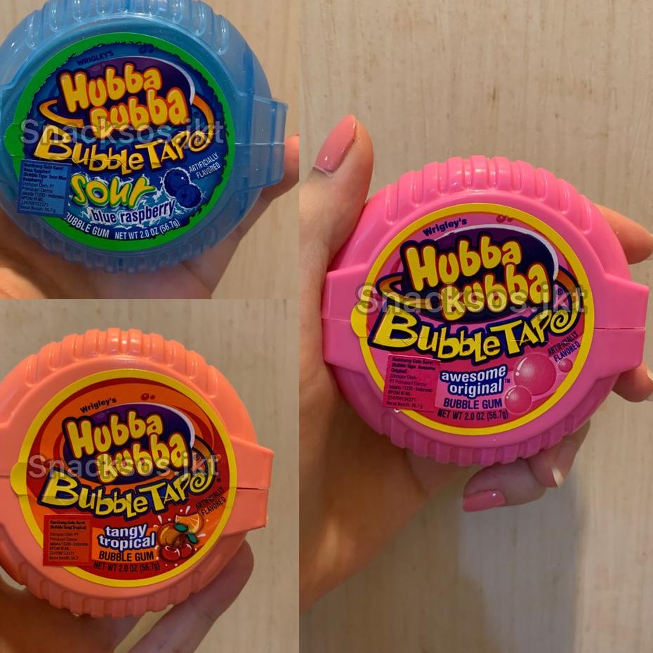 

✻ HUBBA BUBBA BUBBLE GUM TAPE AWESOME ORIGINAL / TANGY TROPICAL / BLUE RASPBERRY - PERMEN KARET USA ☝